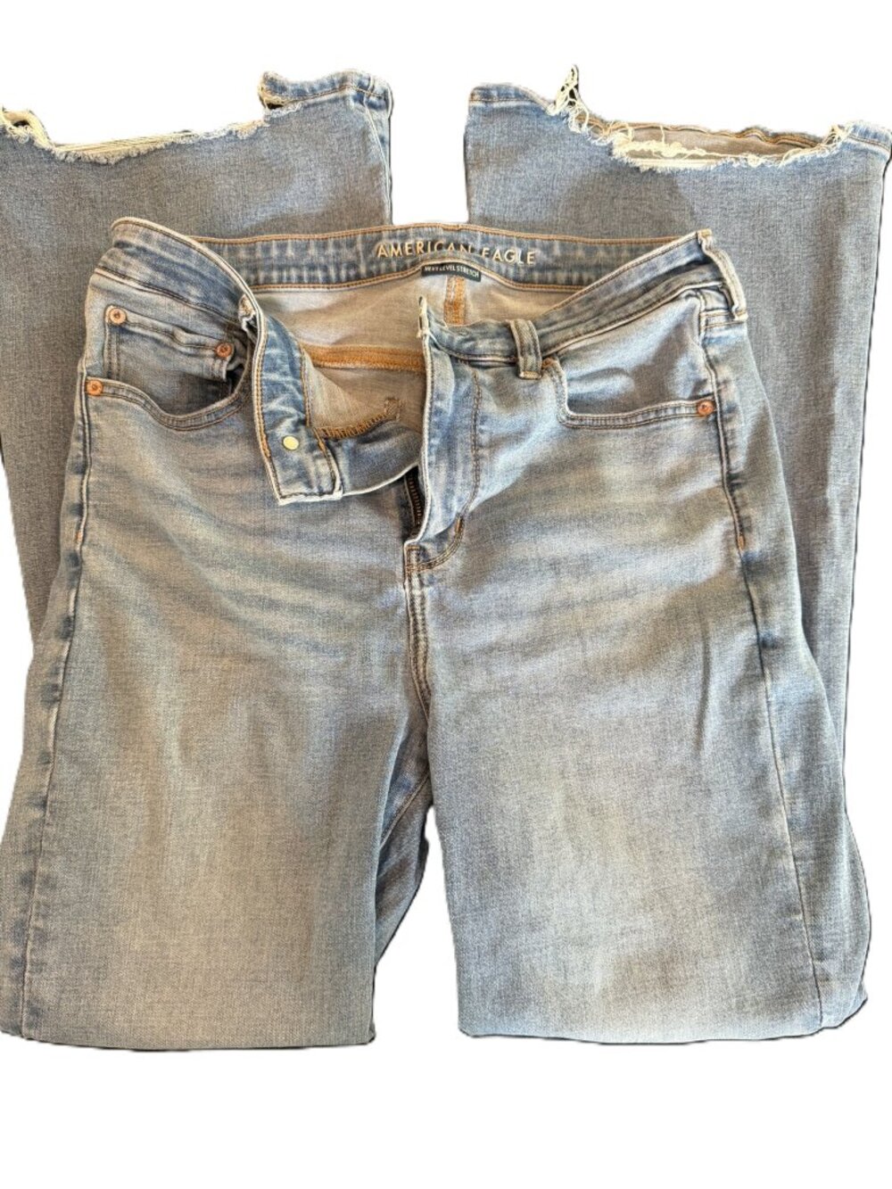 American Eagle Super High-Rise Flare Jeans Distressed Size 12